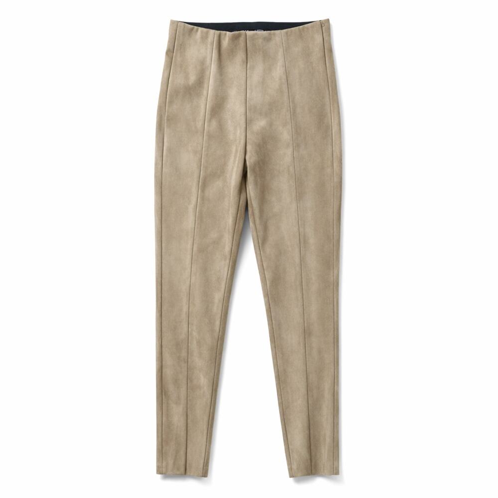 Zara Taupe Faux Suede Leggings Small NWT Minimalist Ankle Zip Pants